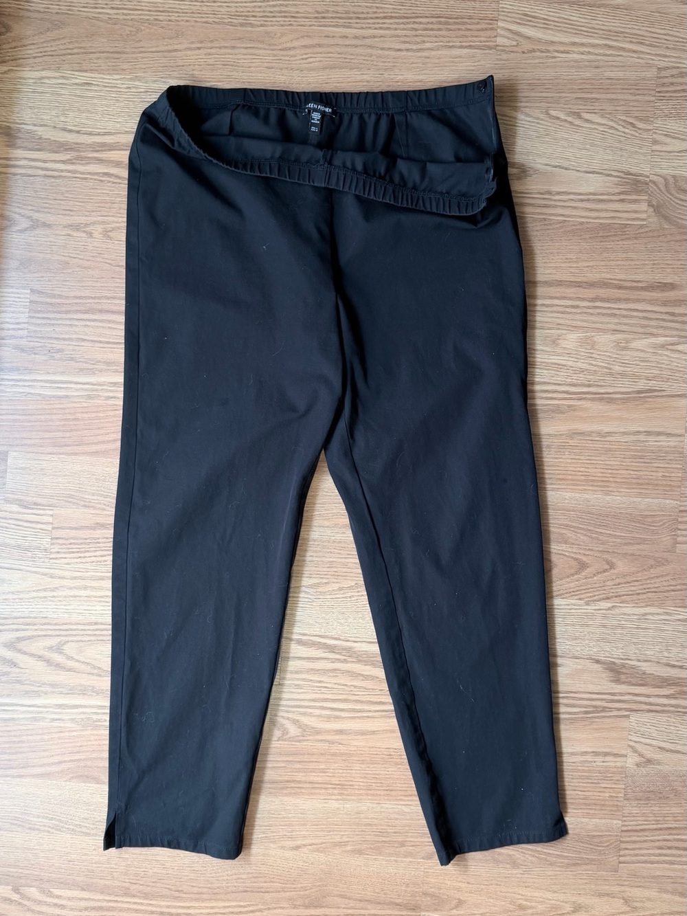 Eileen Fisher Black Organic Cotton Pull-On Pants | Minimalist Quiet Luxury